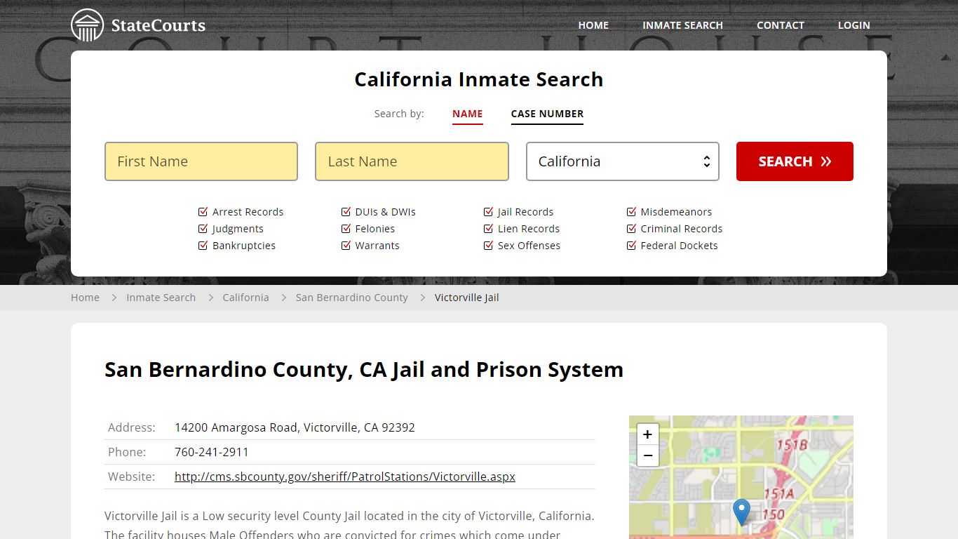 Victorville Jail Inmate Records Search, California - StateCourts